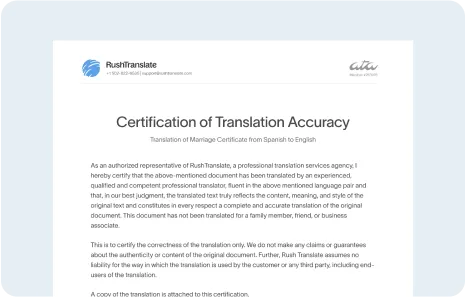 Sample Translation Certification