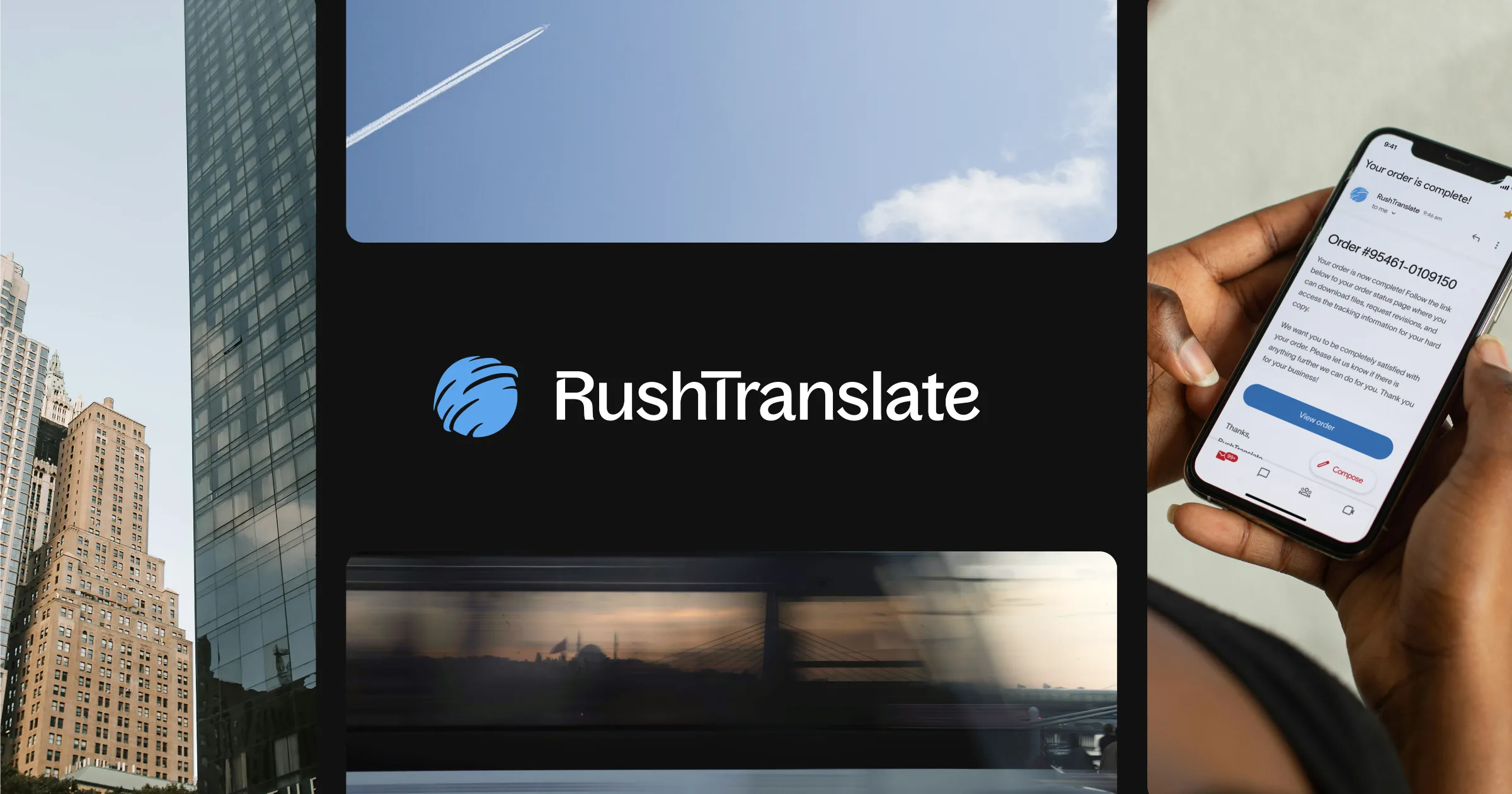 The picture rushtranslate.com shows when its homepage is shared